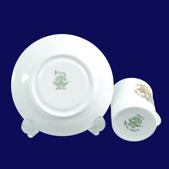 Espresso Demitasse Cup Saucer Zodiac Taurus Tuscan Fine Bone China Hallmarked - Picture 4 of 8